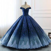Ombre Wedding Dresses Ball Gown Floor-length Elegant Dark Navy Luxury Bridal Gown JKW370|Annapromdress