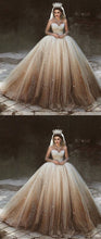 Ball Gown Wedding Dresses Sweetheart Luxury Ombre Gold Sparkly Big Bridal Gown JKW372|Annapromdress