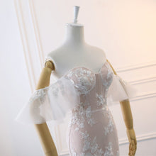 Beautiful Wedding Dresses Off-the-shoulder Sweep Train Ivory Lace Romantic Mermaid Bridal Gown JKW375|Annapromdress