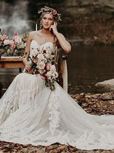 Romantic Wedding Dresses Sweetheart Sheath Column Long Train Chic Bridal Gown JKW376|Annapromdress