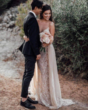 Deep V-Neck Spaghetti Straps Sparkly Wedding Dress,LKZ6114|Annapromdress