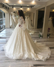 Ball Gown V-Neck Long Sleeve Exquisite Lace Wedding Dress Bridal Gown,JKZ6115|Annapromdress