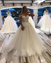 Ball Gown Off-the-Shoulder Lace Appliques Princess Wedding Dress,JKZ6116|Annapromdress