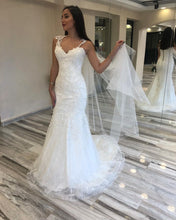Exuqisite Lace Appliqued Beaded Mermaid Wedding Dress with Sweep Train,JKZ6118|Annapromdress