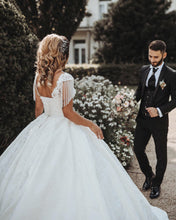 Ball Gown Cap Sleeve Beading Princess Wedding Dress Bride Gown,JKZ6120|Annapromdress