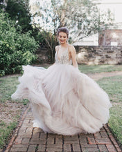 Ball Gown Sexy Deep V-Neck Beaded Bodice Rustic Wedding Dress,JKZ6121|Annapromdress