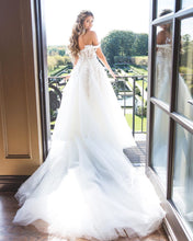 Off-the-Shoulder Lace Appliques Modest Tulle Princess Wedding DRESS,JKZ6130|Annapromdress