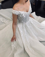 Ball Gown Off-the-Shouler Appliques Beaded Princess Wedding Dress,JKZ6133|Annappromdress