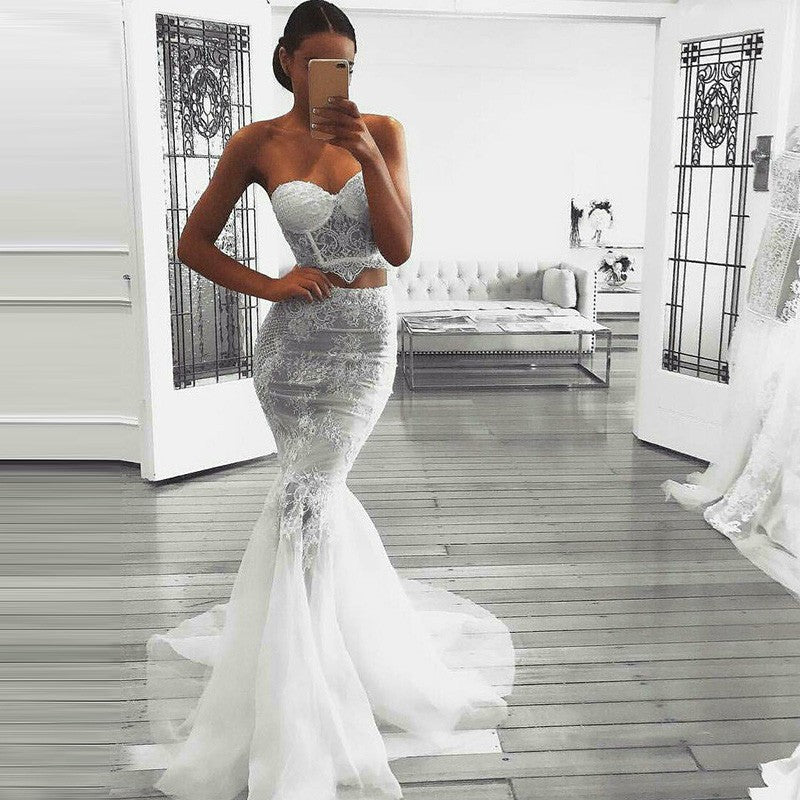 Ball Gown White Piece Prom Dress Pieces Prom Dresses,A-line Halter