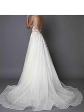 Vintage Lace Wedding Dress A Line Appliques Sparkly Wedding Dress Backless Bridal Dress JPE4841|annapromdress