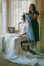Spaghetti Straps Lace Wedding Dress 2019 Sweep Train Vinatge Wedding Dress Mermaid JPE4846|annapromdress