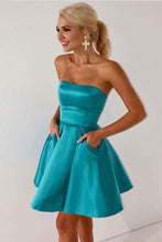 Simple Strapless Cheap Homecoming Dresses With Pocket Short Prom Garduation Dress NA1499