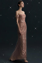 Flowy Elegant Sweep Train Sequin Tulle Long Prom Dresses Cute Dress GJS302