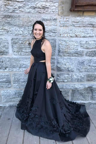 Beautiful Black Satin Prom Dresses Modest A-ling Party Gowns GJS292