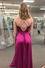 Simple Style V-neck Spaghetti Straps Backless Long Prom Dresses GJS291