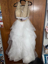 Two Pieces Long Zipper Back Lace Princess Prom Dresses GJS251