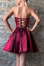 Strapless Mini Prom Homecoming Dress Red Silver Cocktail Party Dress ANN6204