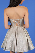 Strapless Mini Prom Homecoming Dress Red Silver Cocktail Party Dress ANN6204