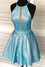 Halter O Neck Satin Mini Prom Homecoming Dress Mocha Silver Cocktail Dress ANN6306