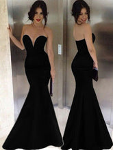 black prom dresses Trumpet/Mermaid Sweetheart Floor-length Satin Prom Dress/Evening Dress #MK003