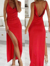 red prom dresses Sheath/Column Spaghetti Straps Ankle-length Chiffon Prom Dress/Evening Dress #MK004