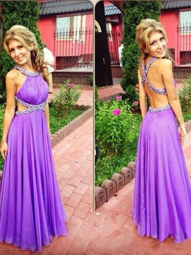 sexy  prom dresses A-line Scoop Floor-length Chiffon Prom Dress/Evening Dress #MK014