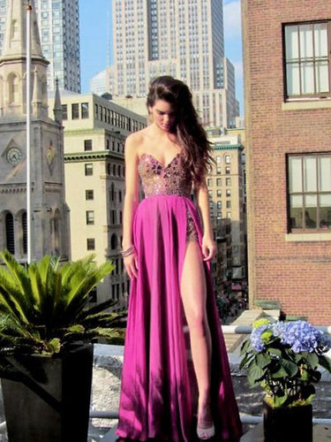 sexy prom dresses A-line Sweetheart Floor-length Chiffon Prom Dress/Evening Dress #MK017