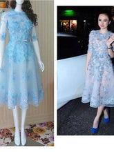 light sky blue prom dresses A-line Scoop Ankle-length Tulle  Homecoming Dress Short Prom Dress MK023