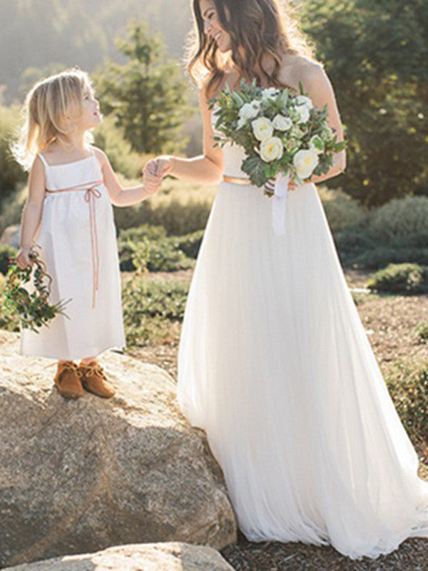 Ivory wedding dress A-line Sweetheart Floor-length Tulle Wedding Dresses Long MK025
