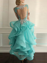 prom dresses high low A-line Scoop Asymmetrical Tulle Homecoming Dress/Short Prom #MK035