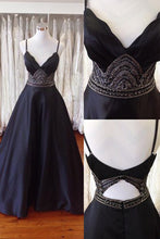 Long prom dress Simple V-neck Spaghetti Straps Prom Dress Evening Dress MK0502
