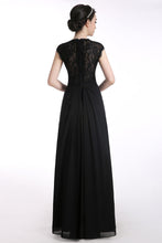 Chiffon prom dress A-line Short Sleeve Scoop  Long Prom Dress Evening Dress MK0509