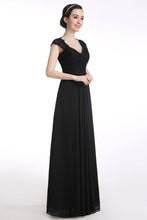 Chiffon prom dress A-line Short Sleeve Scoop  Long Prom Dress Evening Dress MK0509