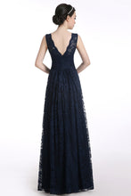 A-line prom dress V-neck Lace 2022 Long Prom Dress Evening Dress MK0510