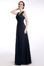 A-line prom dress V-neck Lace 2022 Long Prom Dress Evening Dress MK0510