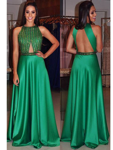 Hunter prom dress A-line Backless Sexy Backless Long Prom Dress Evening Dress MK0511