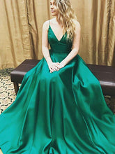 A-line  prom dress V-neck Simple Long Prom Dress Evening Dress MK547