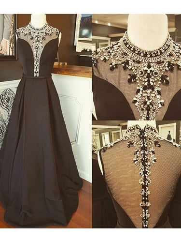 A-line prom dress Rhinestones Zipper Back Long Prom Dress Evening Dress MK0516