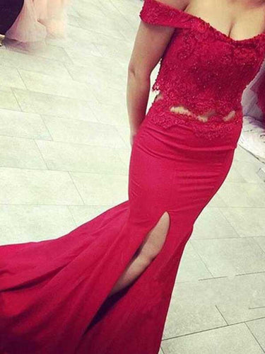 Trumpet/Mermaid Off-the-shoulder Floor-length Chiffon Prom Dress/Evening Dress #MK0540