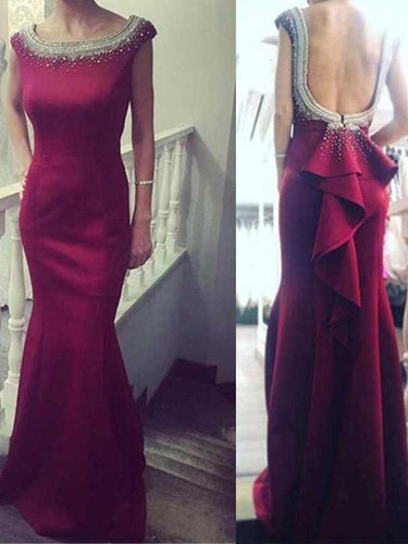 prom dresses Sheath/Column Bateau Floor-length Satin Prom Dress/Evening Dress #MK0541