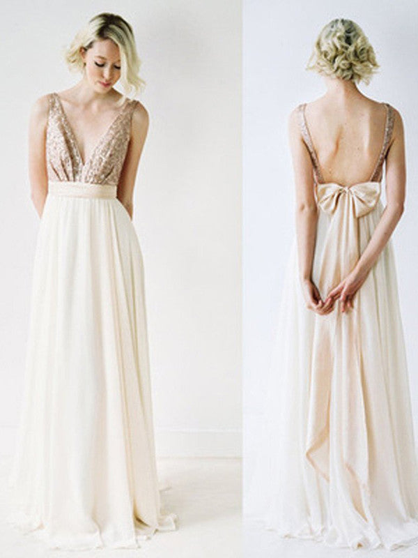 A-Line/Elegant Straps Sleeveless Floor-Length Lace Chiffon Two Piece Prom Dresses main image 1