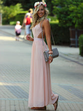 pretty prom dresses A-line Spaghetti Straps Floor-length Chiffon Prom Dress/Evening Dress #MK056