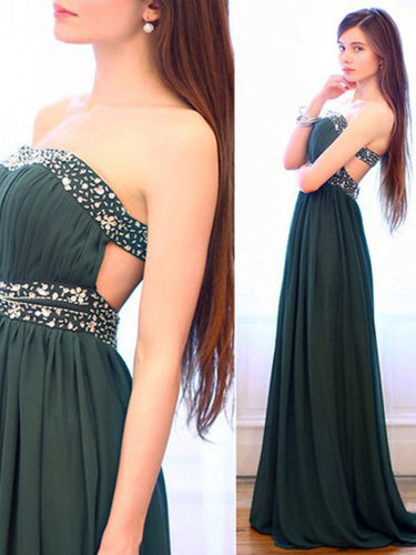 prom dresses A-line Strapless Floor-length Chiffon Prom Dress/Evening Dress #MK063