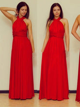 red prom dresses A-line Scoop Floor-length Chiffon Prom Dress/Evening Dress #MK065