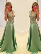 elegant prom dresses A-line Straps Floor-length Satin Prom Dress Evening Dress MK069