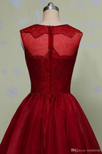 High Low Homecoming Dress A-line Bateau Lace Burgundy Short Prom Dress Party Dress MK0726