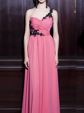 chiffon prom dresses A-line One Shoulder Floor-length Chiffon Prom Dress/Evening Dress #MK082