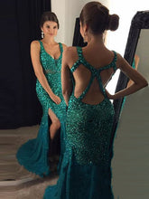 Sheath/Column Straps Floor-length Tulle Prom Dress/Evening Dress #MK0877