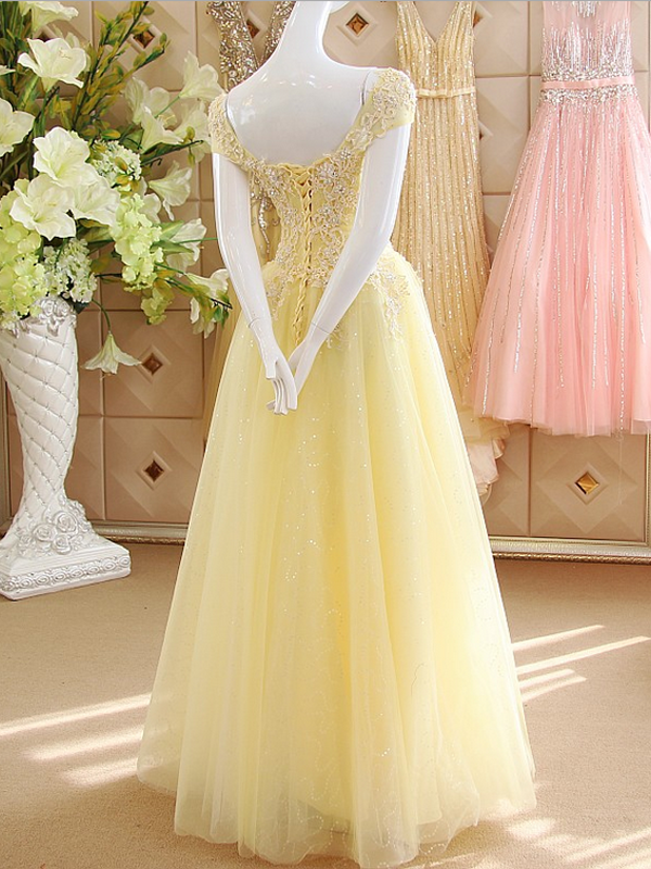 A-line Off-the-shoulder Floor-length Tulle Prom Dress Evening Dress – Anna PromDress A-line Off-the-shoulder Floor-length Tulle Prom Dress Evening Dress – Anna PromDress