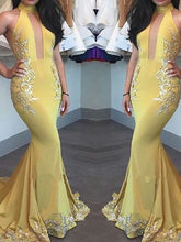 Trumpet/Mermaid High Neck Floor-length Chiffon Prom Dress/Evening Dress #MK0992